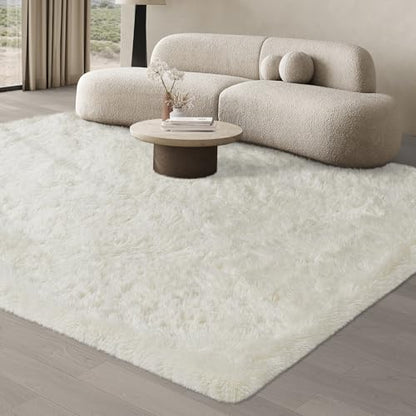 JOJOSEE Rugs Living Room, 200 x 300 cm Cream Area Rug, Anti Slip Soft Fluffy Shaggy Extra Large Floor Carpets Mat for Bedroom, Nursery Bedside(Cream,