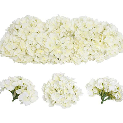 Tifuly 12Pcs Artificial Hydrangeas, Realistic Silk Hydrangeas Flower Heads with Stems Fake Flowers for Wedding Bridal Bouquets, Home Office Party Decor, Floral Arrangements, Centerpiece(Cream White)