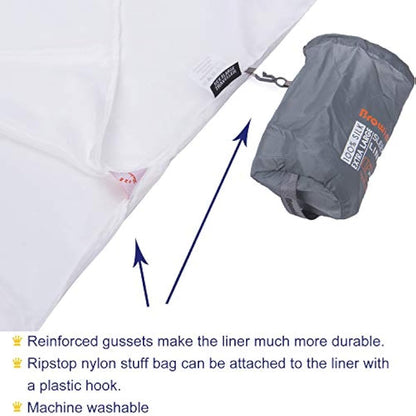 BROWINT Silk Sleeping Bag Liner, Silk Sleep Sack, Extra Wide 220x110cm, Lightweight Travel Sheet for Hotels, Sleeper with Reinforced Gussets