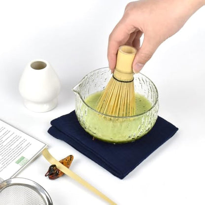 Artcome 9 Pcs Japanese Matcha Tea Set, Matcha Bowl with Pouring Spout, Matcha Whisk, Tea Scoop, Whisk Holder, Matcha Powder Caddy, Handmade Matcha Ceremony Kit For Japanese Tea Ceremony (White)