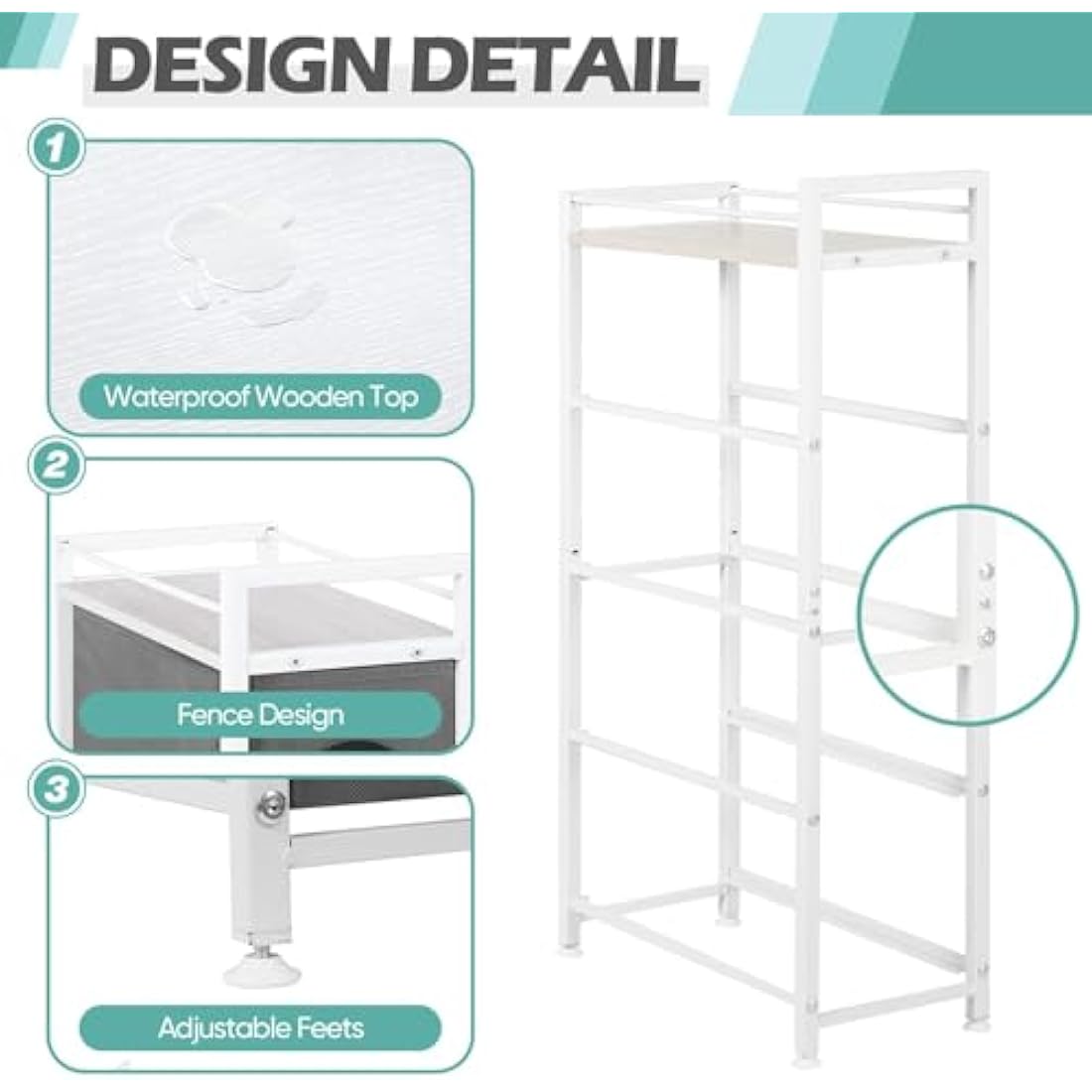LIANTRAL Narrow Dresser, Vertical Slim Chest of Drawers, Storage Unit with 4 Fabric Drawers and Wooden top for Bathroom Kitchen Living Room Entryway Narrow Space, White and Grey