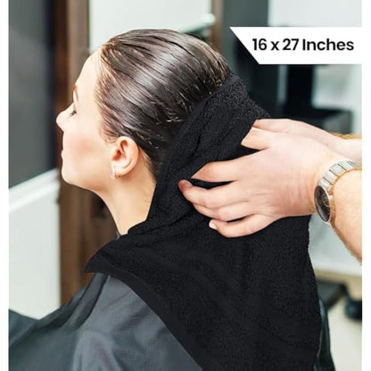 Utopia Towels - Cotton Bleach Proof Salon Towel (16x27 inches) - Bleach Safe Gym 100% Cotton Hand Towel (24 Pack, Black)