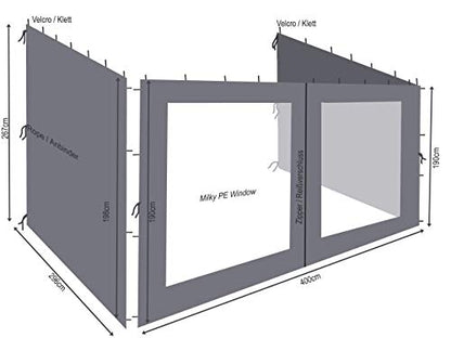 QUICK STAR 3 Curtains for Wall Tent Pergola 3x4m Anthracite