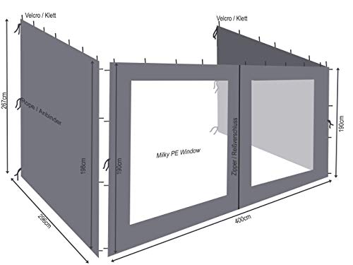 QUICK STAR 3 Curtains for Wall Tent Pergola 3x4m Anthracite