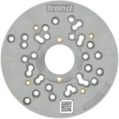 Trend Universal Trim Router Sub-Base, 150mm, Enhanced Compatibility for 1/4 Inch Trim Routers, UNIBASE/Trim, Black, UNIBASE/180