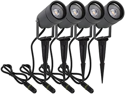DAWALIGHT Landscape Lights Outdoor 4 Pcs, GU10 Spike Lights Outdoor for Garden Path Patio Exterior Outside Backyard Lawn Walkway, Adjustable IP65 Aluminum Spotlight with IP68 Connector, Dark Grey