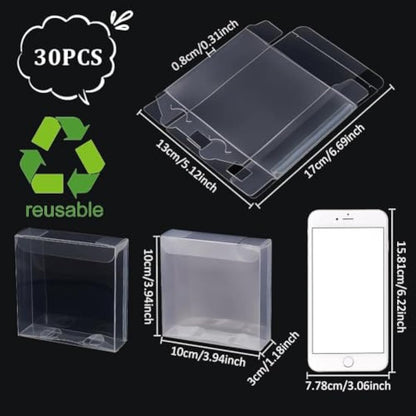 BENECREAT 30PCS Clear Wedding Favour Boxes with Protective Film 10x10x3cm Rectangle PVC Transparent Gift Boxes for Candy Chocolate Birthday, Wedding, Party Favors