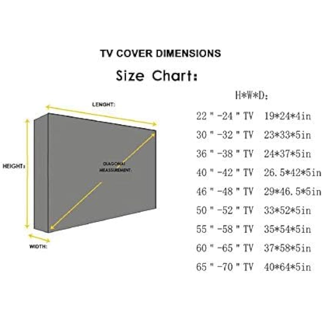Outdoor TV Cover Waterproof UV Flat Screen Protection for 22” to 75” TV Indoor Dust-proof UCARE Furniture Cover Fits Most Mounts and Brackets Black (60-65”)