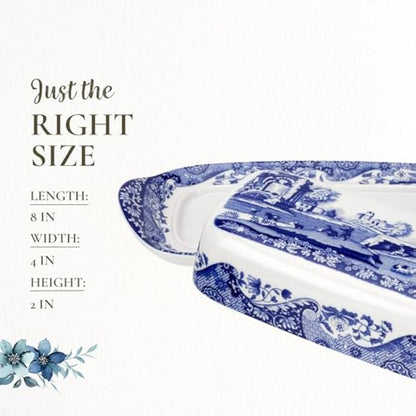 Spode Blue Italian Covered Butter Dish (Blue, White), #REF!