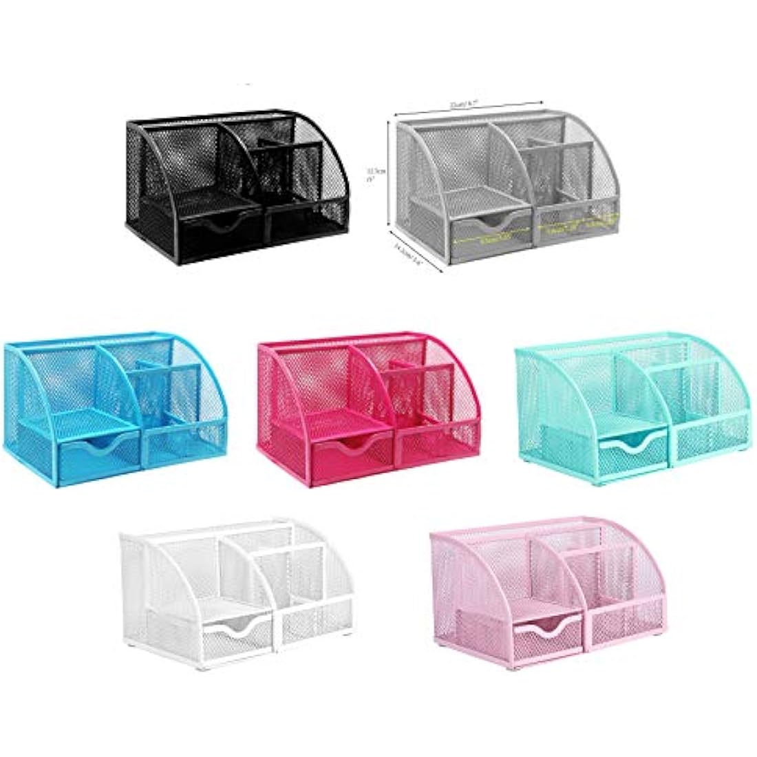 EXERZ Desk Organiser/Mesh Desk Tidy Caddy/Pencil Holder Multifunctional with 7 Compartments