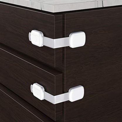 LittleExplorers Adjustable Child Safety Cupboard Locks (8 or 12 Pack) Baby Proof Cabinets & Drawers - Easy Install, No Tools Needed (8 Pack)