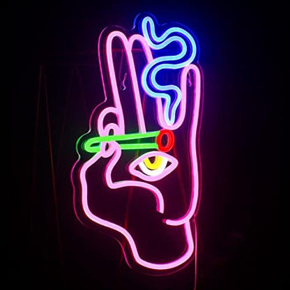 Looklight Hand Eye Neon Sign Pink Hand Neon Signs for Wall Decor Evil Eye Led Neon Signs USB Man Cave Neon Light Signs for Bedroom Game Room Kids Room Home Bar Pub Cafes Wedding Party Gift