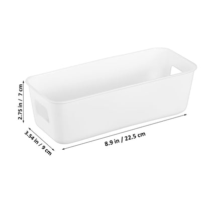 Hanabass 8 Pcs Plastic Storage Bins Thin Rectangle Box for Kitchen Pantry Organisation Bathroom Organiser Storage Boxes for Shelves White