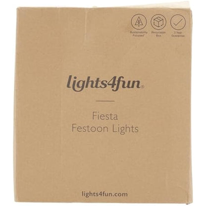 Lights4fun 30 Multi-Coloured LED Festoon String Lights, 7.25m Black Cable, Plug-in & Fully Waterproof IP44 for Indoor & Outdoor Use - Perfect for Patio, Garden, and Party Decor