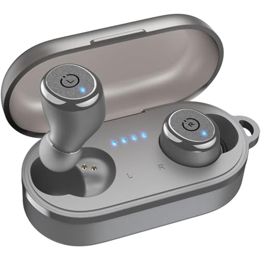 TOZO T10 Wireless Earbuds Bluetooth 5.3 Headphones, App Customize EQ, Ergonomic Desigh, 55H Playtime, Wireless Charging Case, IPX8 Waterproof Powerful Sound in-Ear Headset Grey(New Upgraded)