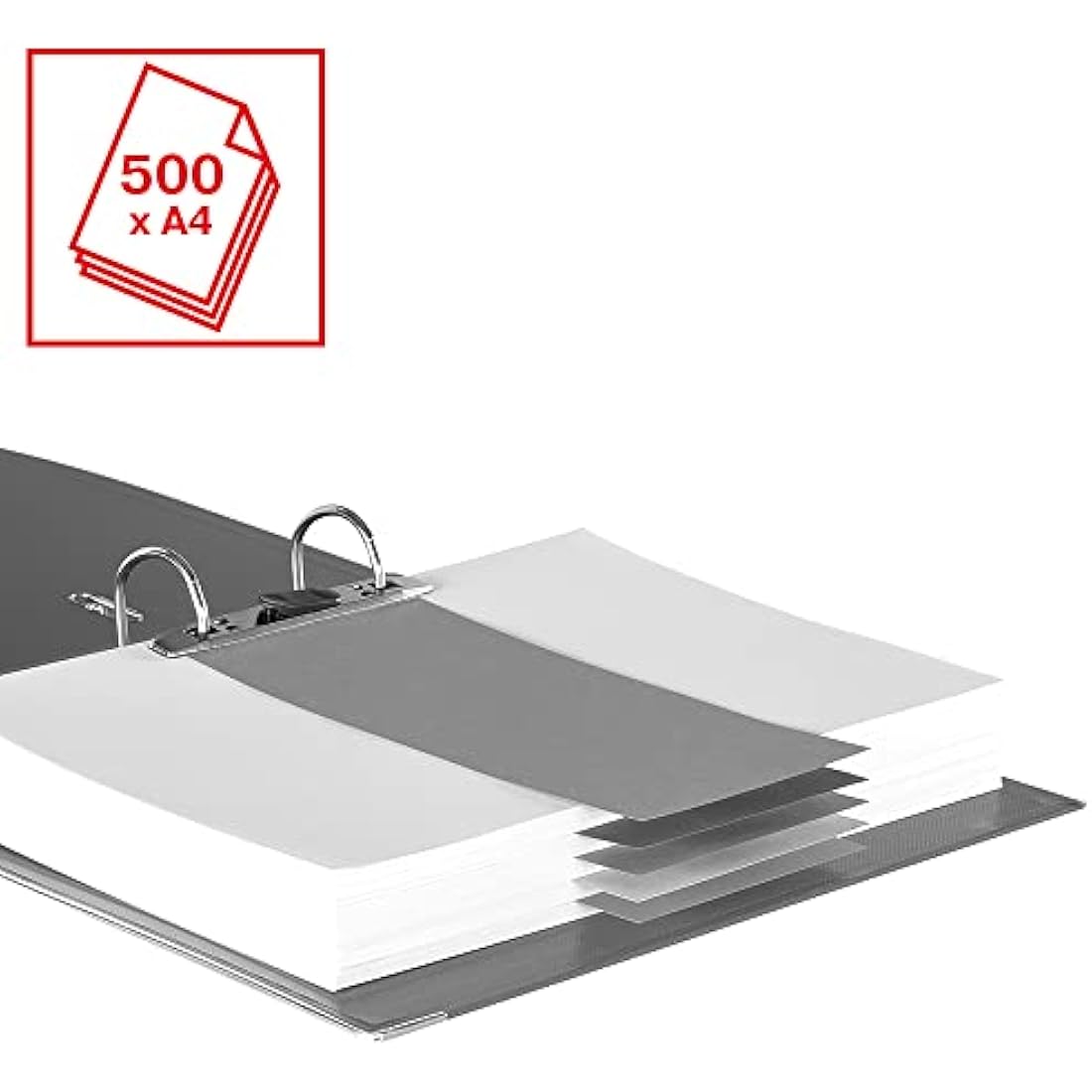 Esselte VIVIDA A4 Lever Arch File, 75 mm Spine, 500 sheets Capacity, PP, Plastic Cover, Files & Folders, Grey, 3 Pack, 624284