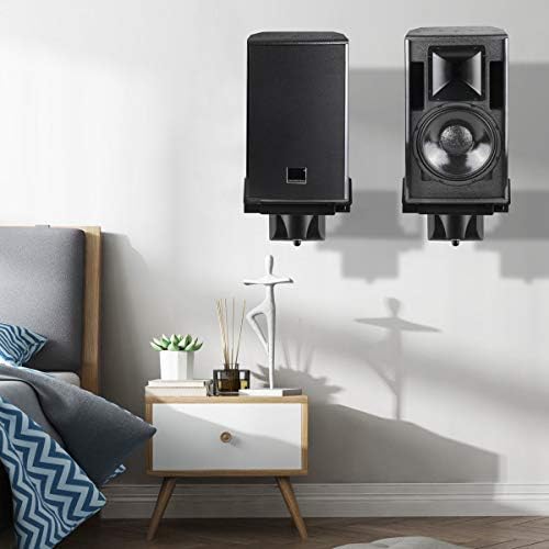 suptek Dual Side Clamping Bookshelf Speaker Wall Mounting Bracket Adjustable for Large Surrounding Sound Speakers, Hold up to 25kgs Each Black SPM201 (2 Packs)