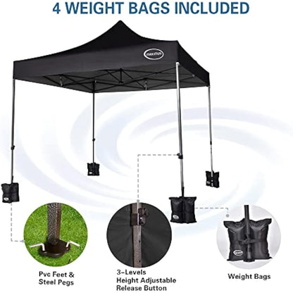 MAXIMUS HEAVY DUTY POP UP GAZEBO 3m x 3m COMMERCIAL MARKET STALL WITH 4 WEIGHT BAGS (4 Walls, Black)