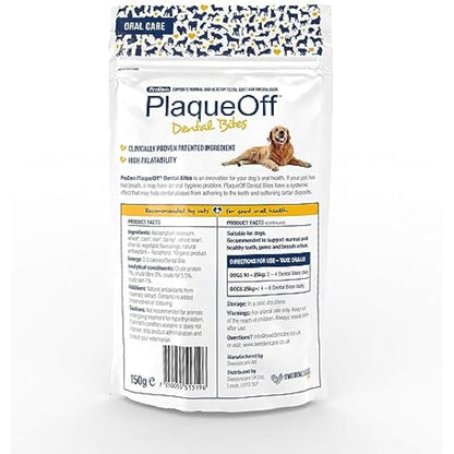 ProDen PlaqueOff Dental Bites for Dogs Tartar & Bad Breath Remover 100% Natural Teeth Cleaner and Tartar Remover - Improve Overall Oral Health - 150g