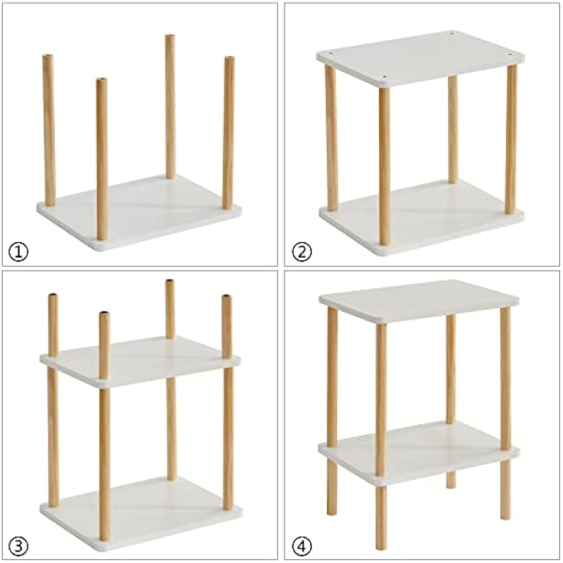 IBUYKE 2-Tier Side Table, Narrow End Table with Storage Shelf, Nightstand Bedside Table for Small Spaces, Bedroom, Living Room, Entryway, Farmhouse, No-Tool Assembly, White WST002W