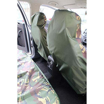 Carseatcover-UK - Green Camouflage CAMO Waterproof Car Seat Covers Protectors - Front & Rear - Full Set
