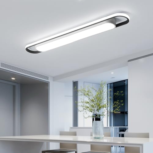 Naroume Modern Hallway Ceiling Lights, 6000K Acrylic Linear Ceiling Lamp, 4ft Metal LED Ceiling Light Fixture, Kitchen Dining Living Room Cloakroom Lighting (62W/122CM)