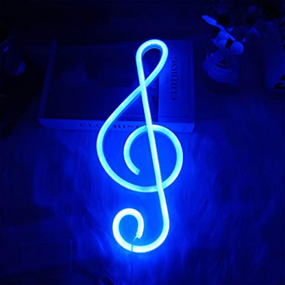 ENUOLI Music Note Neon Signs - Blue Neon Lights for Wall Decor - Battery or USB Operated - Night Lights - Decor for Bedroom, Living Room, Christmas, Wedding, Party, Bar