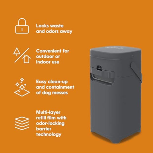 Pet Genie Pail | Dog Waste Disposal System for Outdoor and Indoor Odor Control | Dog Poop Trash can | Includes 1 Square Refill Bag That Lasts up to 2 Months