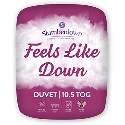 Slumberdown Feels Like Down King Size Duvet 10.5 Tog - Ultra Soft All-Year Round King Quilt for Spring, Summer, Autumn & Winter - UK Made, Non-Allergenic & Machine Washable (225 x 220cm)
