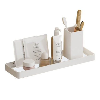 Biutimarden Bathroom Shelf Rectangular No Drilling Wall Mounted Tempered Glass Shower Caddy Space Aluminum Rustproof Storage Organizer for Bathroom