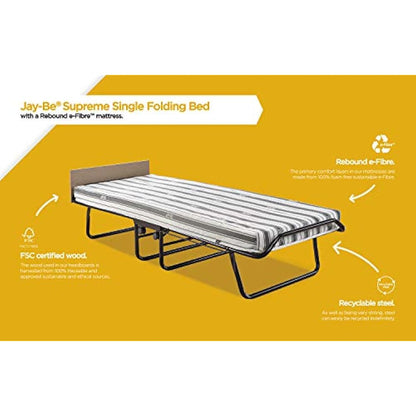 Jay-Be Supreme Automatic Folding Bed with Rebound e-Fibre Mattress - Single