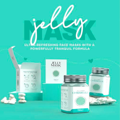 BRÜUN Jelly Mask Jar Chlorella Peel-Off Face Care Rubber Mask - A 23 fl oz Skin Care Gel Mask Jar Spa Set for Men, Women and Adults