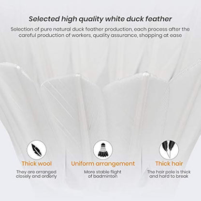 Nalax Badminton Birdie,12-Pack Professional Duck Feather Badminton Shuttlecocks Feather Ball With Great Durability Stability and Balance,Suitable for Professional Training Or Family Outdoor Sports