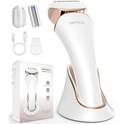 PRITECH Electric Shaver for Women - Cordless Ladies Shaver, Lady Razor for Legs, Arm, Underarms, Bikini, USB Rechargeable Wet & Dry Waterproof Razor for Woman
