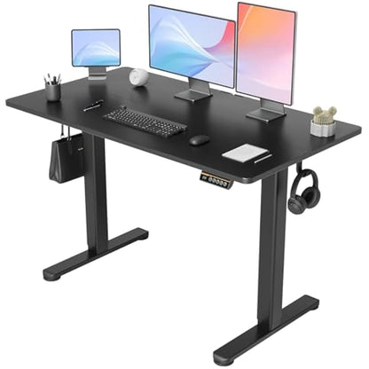 Claiks Electric Standing Desk, Adjustable Height Stand up 120x60 cm Sit Stand Home Office Desk with Splice Board, Black Frame/Black Top