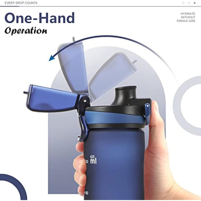 Opard Sports Water Bottle, 500ml / 600ml BPA Free Non-Toxic Tritan Plastic Drinking Bottle with Leak Proof Flip Top Lid for Gym, Outdoor, School, Work