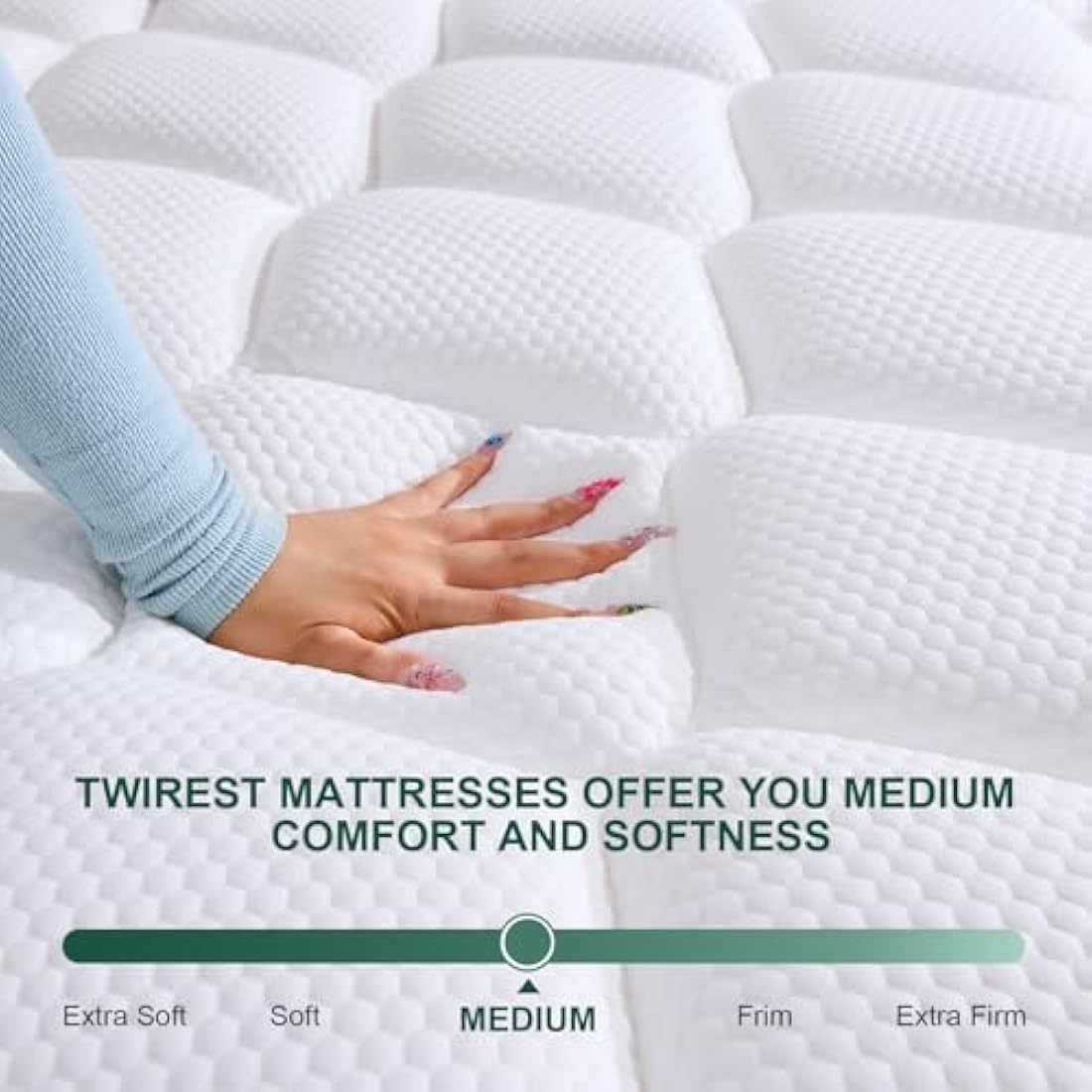Twirest Single Mattress, Hybrid Memory Foam and Spring Mattress, Zonal Support, Decompression, Medium Firm, Soft and Breathable Cloth, Mattress-in-Box, 90x190x25cm