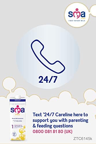 SMA PRO First Infant Baby Milk - From Birth | Ready to Use, Liquid Formula Milk 1 Litre Pack of 6, (Packing May Vary)