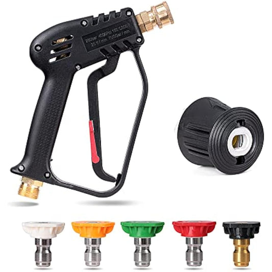 YUET High Pressure Washer Gun Handle with 5 Water Nozzle Tips,Water Wash Cleaner for Car Cleaning Kit(M22 14MM Fitting Hose Connector & 1/4" Karcher Kärcher Quick Connector) Power Wand 4350 PSI