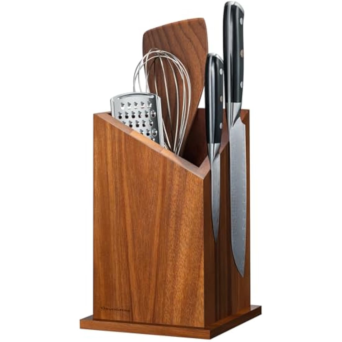 Gourmetop Magnetic Knife Block, Multi-Function Acacia Wood Knife Holder, Strong N40 Magnet, Universal Kitchen Utensil Organizer