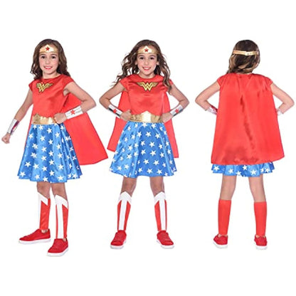 Amscan 9906083 - Kids Official Warner Bros. DC Comics Wonder Woman Classic Fancy Dress Costume Age: 6-8 Yrs