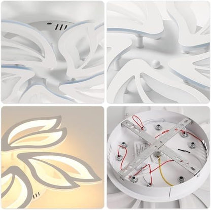 Comely LED Ceiling Light Dimmable, 45W Flower Chandeliers Ceiling Light with Remote Control Colour Changing Bedroom Ceiling Lamp, 5 Leaves Modern Ceiling Lighting for Living Room Dining Room