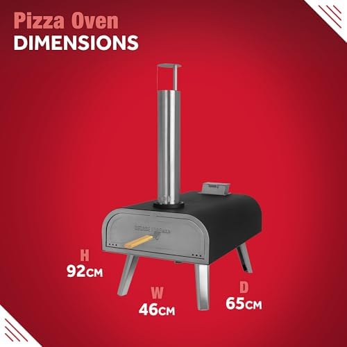 George Foreman Outdoor 16 Inch Wood Pellet Portable Wood Fired Pizza Oven Black with Paddle and Carry Bag, BBQ Oven & Smoker, Foldable Legs GFWPPO2BPC