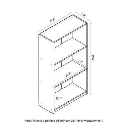 Furinno Basic 3-Tier Bookcase Storage Shelves, Columbia Walnut/Black