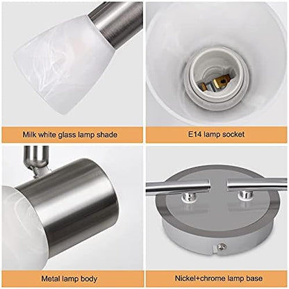 Unikcst LED Ceiling Light Rotatable 6 Way Spot Lights Ceilings Modern Chrome & Glass Spotlight Fittings E14 240V for Kitchen Lounge Living Room (No Bulbs)