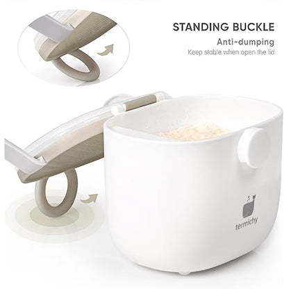 Termichy Milk Powder Dispenser Baby Milk Powder Dispenser, 250 g Airtight Portable Milk Powder Container for Travel, with Scraper and Spoon (Khaki, 1 Piece)