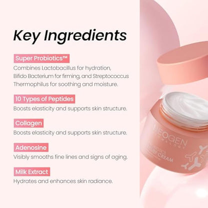 DERMALOGY by NEOGENLAB Probiotics Relief Cream 1.76 oz (50g) - Hydrating & Firming Facial Moisturizer with Probiotics Lactobacillus & Bifida & Collagen - Korean Skin Care