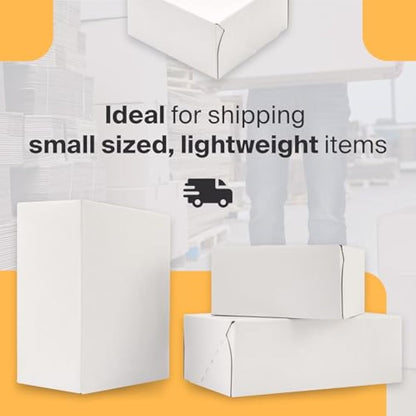 Packaging Hero 20 x 15 X 10 cm (aprox. 8" x 6" x 4") White Corrugated Cardboard Mailing Boxes, gift boxes, e-commerce box with free clear round stickers (10 pack)