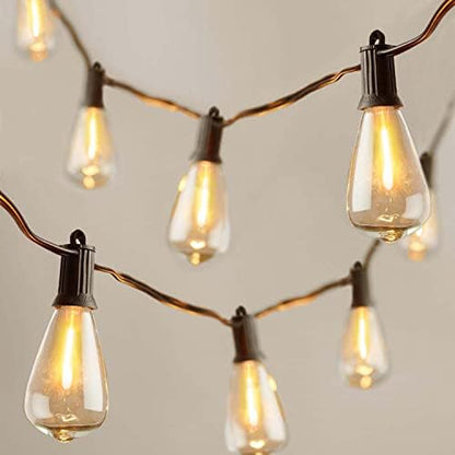 Kawaya Outdoor Festoon Lights Mains Powered 45.7m / 150ft Garden String Lights Waterproof with 73+3pcs LED Bulbs Shatterproof Vintage Dimmable for Outside Fence Terrace Gazebo Wedding Festival