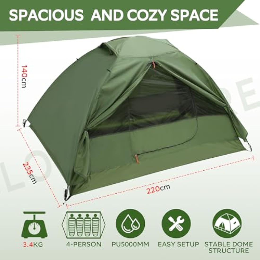 Clostnature Crux Lightweight Camping Tent - 1/2/3/4 Man Tent, Waterproof & Windproof 3 Season Tent, Double Layer, Compact Easy Setup Design for Hiking, Backpacking, Festivals, Family Camping, Outdoor
